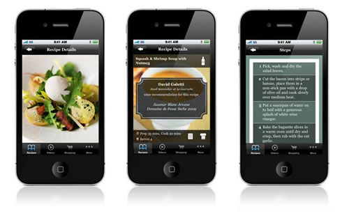 sample screens of the new App by Michel Roux